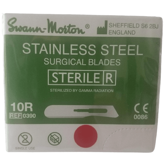 10R Sterile Surgical Blades, Stainless Steel [Individually Packed, Box of 100]